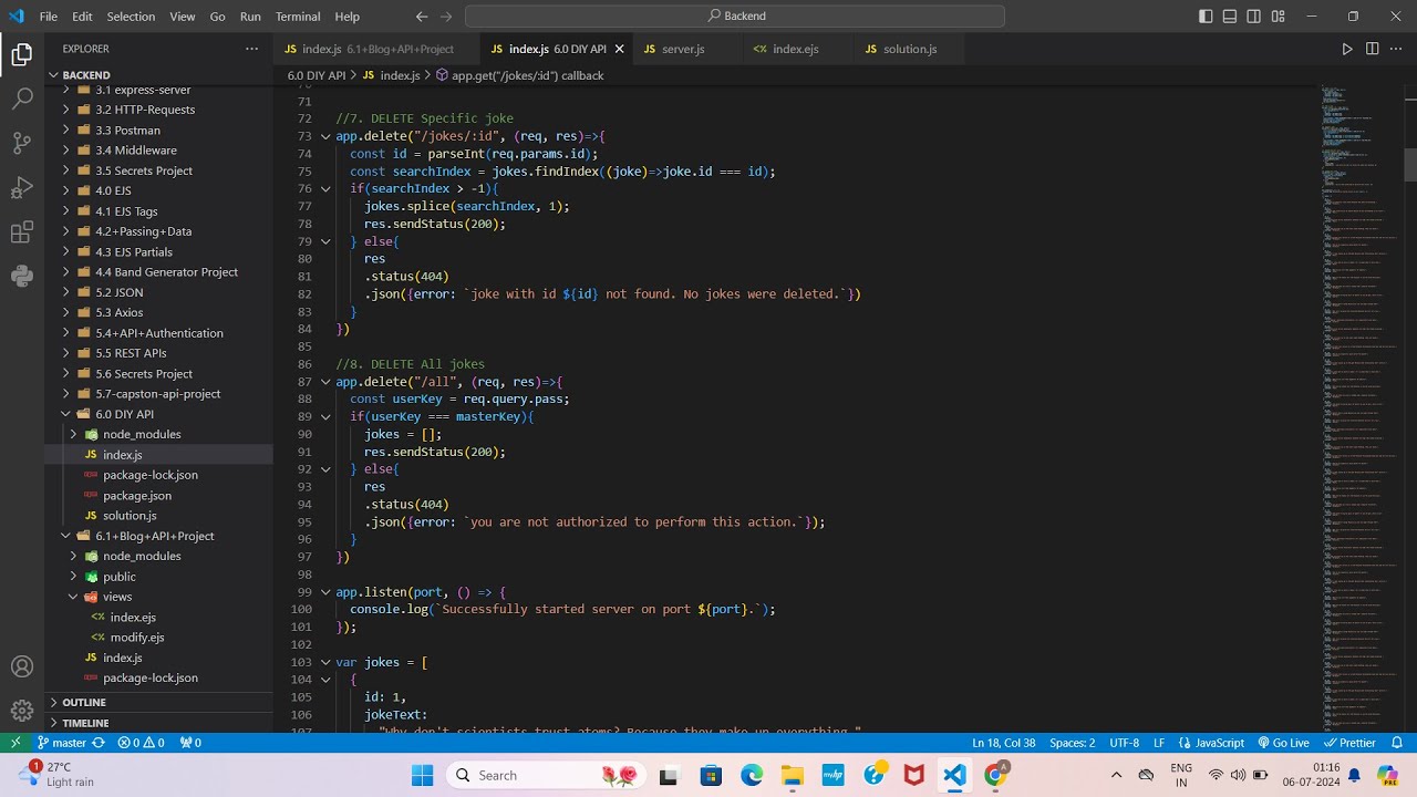 Buidling an API part-3 (DELETE AND DELETE ALL) - YouTube