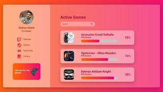 How to Create Glassmorphism UI using React and Styled Components || Glassmorphism Game Website