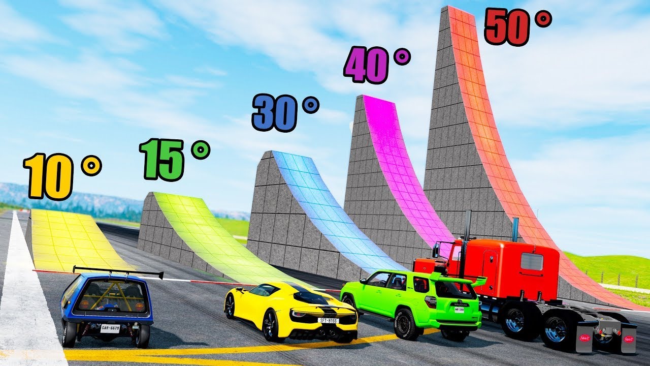Which Ramp gives Longest Jump? - Beamng drive 02 - YouTube