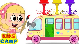 wheels on the bus learn colors for kids kidscamp nursery rhymes