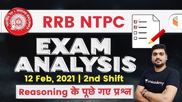 Reasoning Questions Asked in RRB NTPC 12th Feb 2021 (2nd Shift) by Hitesh Mishra