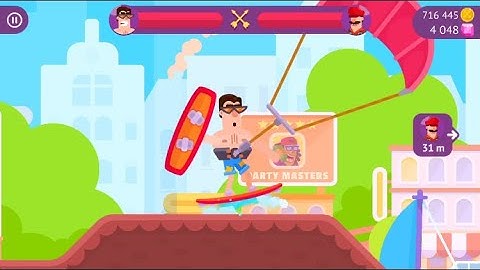 Bowmasters (ios) Kite Boarder EPIC Gameplay