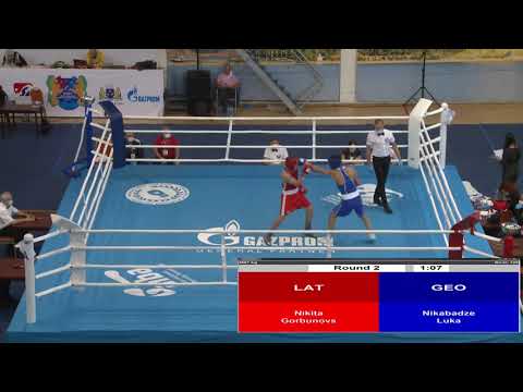 18-10-2021(67kg)BOXING U18ევროპის ჩემპიონატზეNIKABADZE LUKA მეორე ბრძოლაში ლატვიელი მეტოქე დაამარცხა