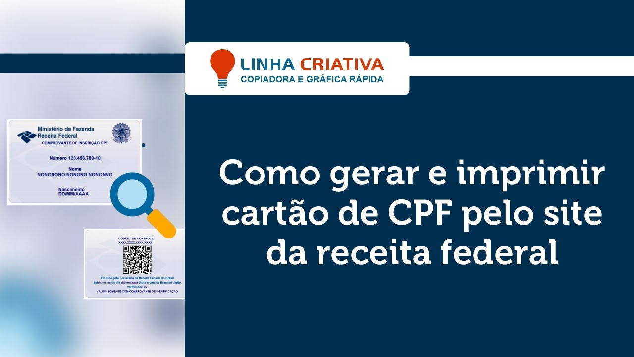 como gerar e imprimir cartão de cpf pelo site da receita federal youtube