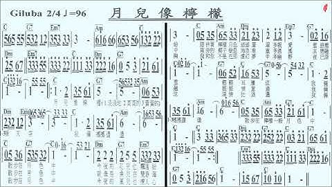 020月兒像檸檬Bb(導音)-伴奏,簡譜卡拉OK(kalaoke)音樂譜
