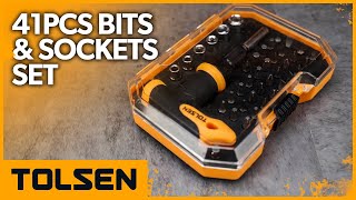 TOLSEN 41Pcs Bits & Sockets Set with Quick Change T-handle