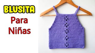 🌈BLUSITA a Crochet para Niñas (Con Indicaciones para Diferentes Tallas) Verano PASO A PASO❣