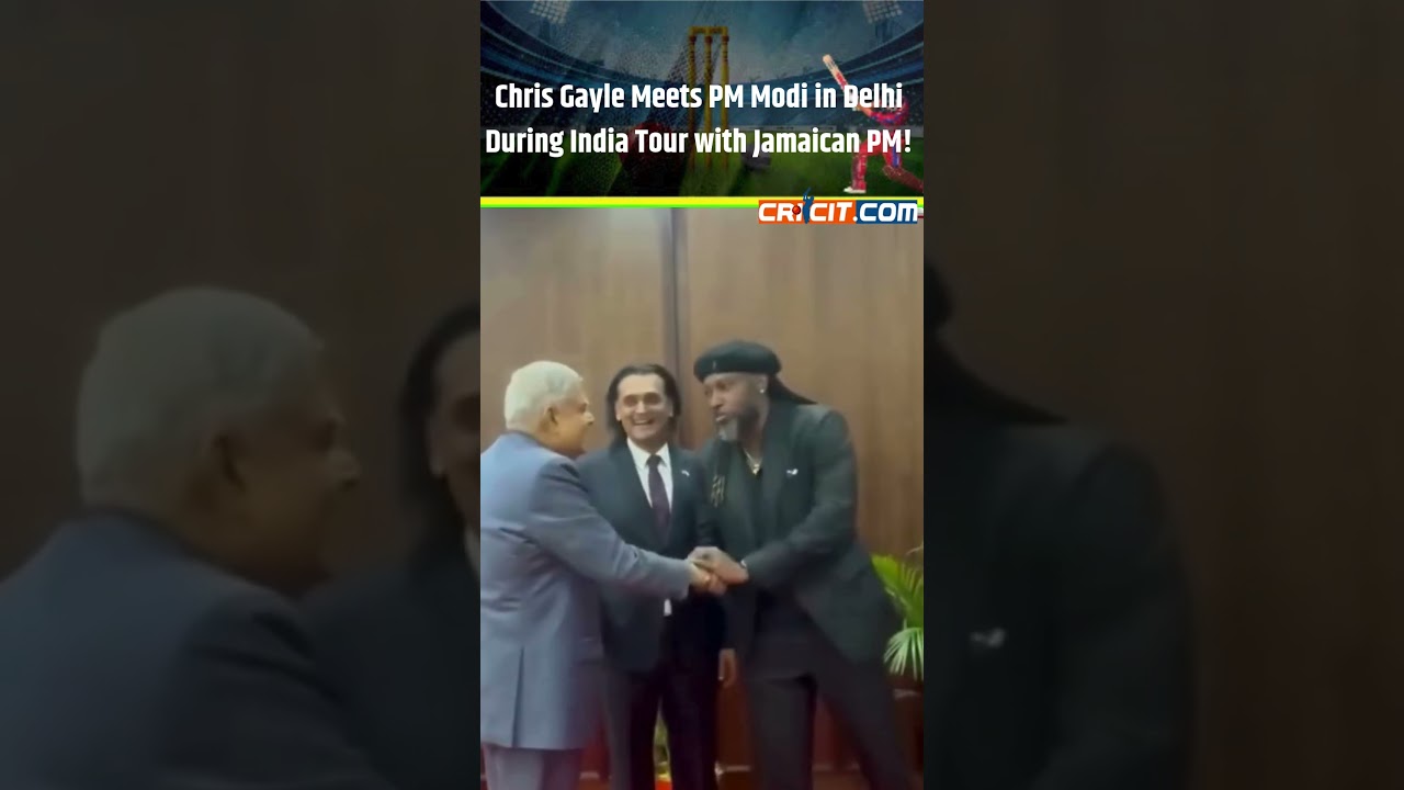 Chris Gayle Meets PM Modi in Delhi During India Tour with Jamaican PM!