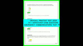 CRITICALL PRACTICE TEST 2026 911 DISPATCHER EXAM QUESTIONS EMERGENCY COMMUNICATIONS TEST PREP 2026.