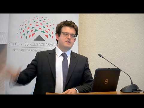 Viktor Eszterhai (PAGEO) at the 16+1 academic conference in Budapest, 2017”