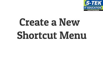 Ms Excel-Create a New Shortcut Menu