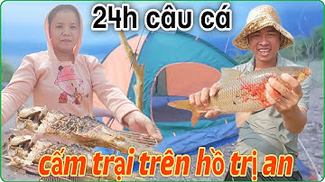 24 giờ câu cá cấm trại giữa hồ trị an gặp phải trời đang mưa gió cực mạnh hải vlog Fishing 