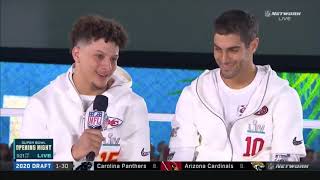 #SuperBowlLIV Patrick Mahomes \& Jimmy G discuss Super Bowl LIV