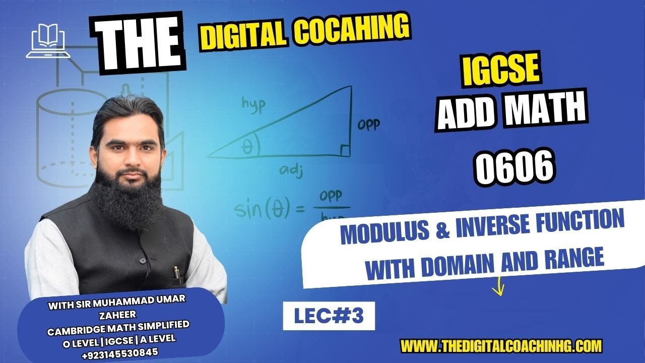 Lec # 3 | Modulus Function + Inverse Function with Domain & Range ...