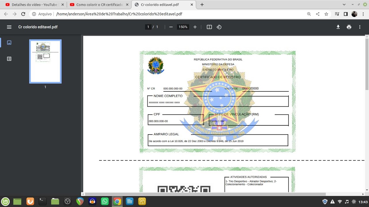 Como colorir o CR certificado de registro (CAC) emitir CR colorido