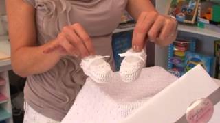 Heirloom White Little Girl Hand Knit Christening Booties