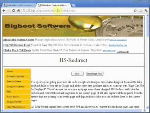 IIS Redirect Captures Web server error 404 and redirects to the correct page
