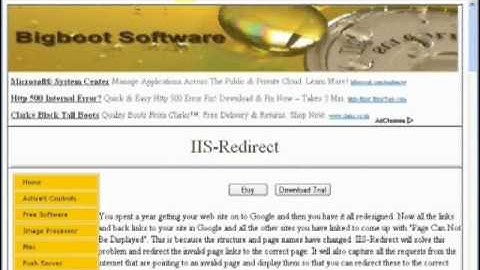 IIS Redirect Captures Web server error 404 and redirects to the correct page