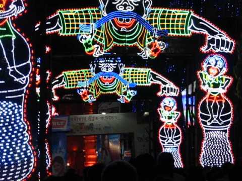 Amazing display of lights on Durga Puja