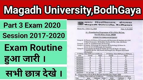 Magadh University BA/BSc/BCom Part 3 Exam Routine 2020||Mu Part 3 Exam Date Sheet 2020||Target Railw