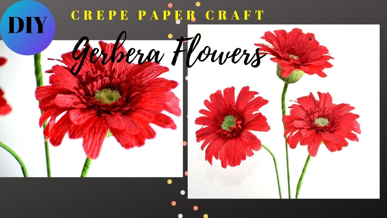 EASY CREPE PAPER GERBERA FLOWERS IN MALAYALAM YouTube