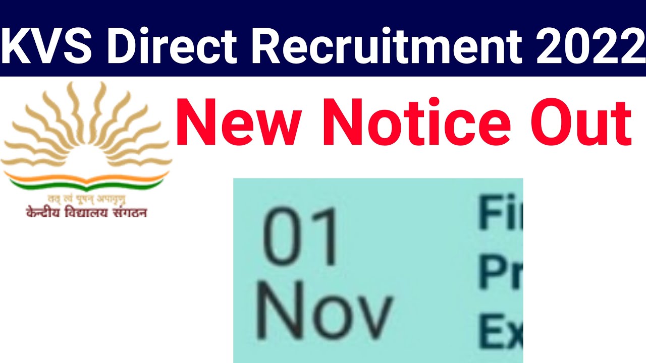 KVS NEW NOTICE ON 1 NOV 2023 I KVS DIRECT RECRUITMENT NEW NOTICE UPDATE