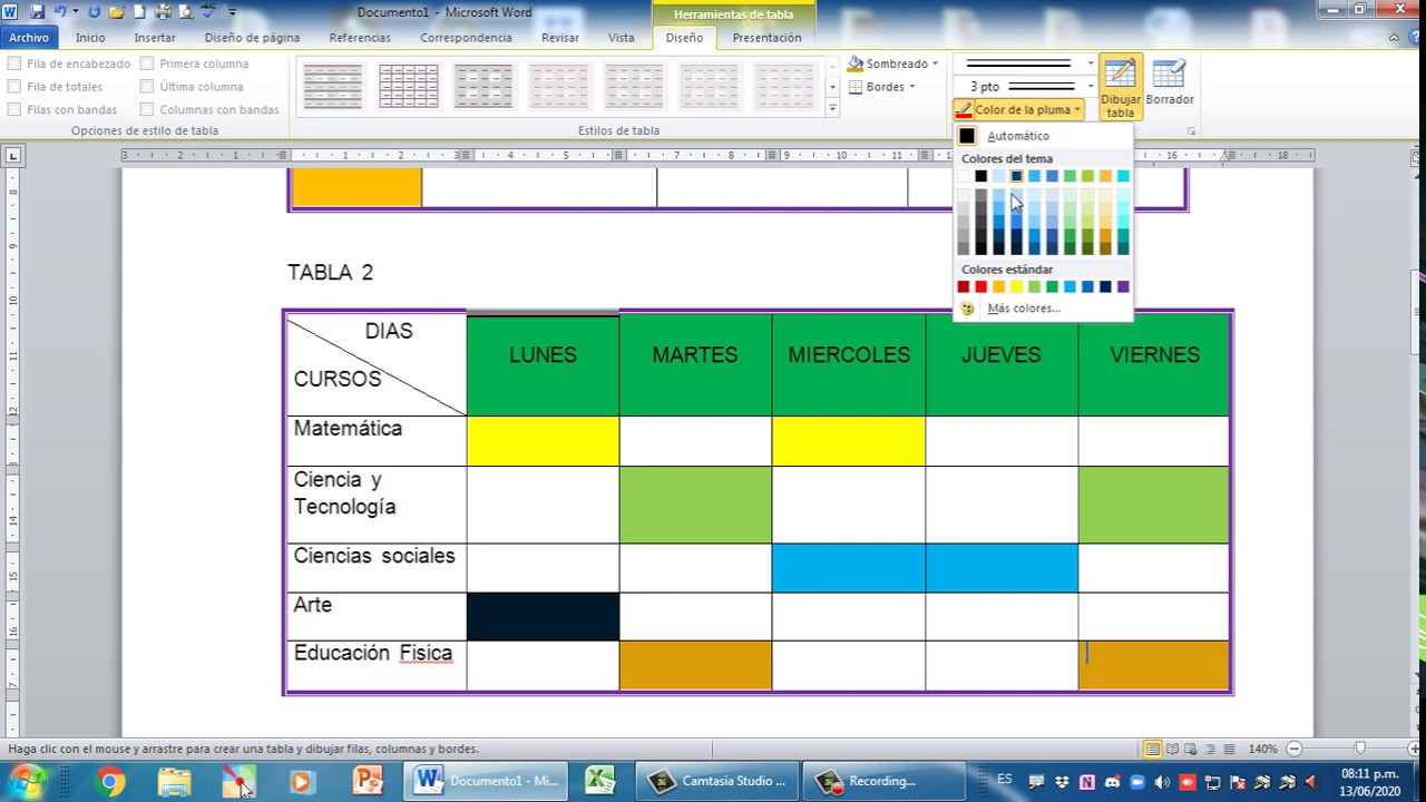 Como Dibujar Una Tabla En Word