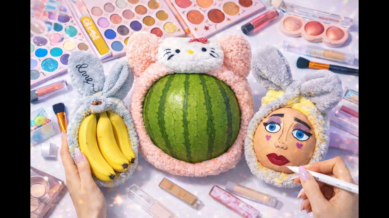 ASMR for Sleep / Fruit Makeup Compilation 🍉🍎🍌 (No Talking) | Aynah Makeup