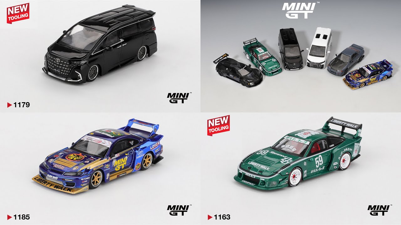 Mini GT News | Nissan 180SX, Silvia S15 LBWK & GTR VR32, Toyota Alphard & Vellfire & Corvette GT3