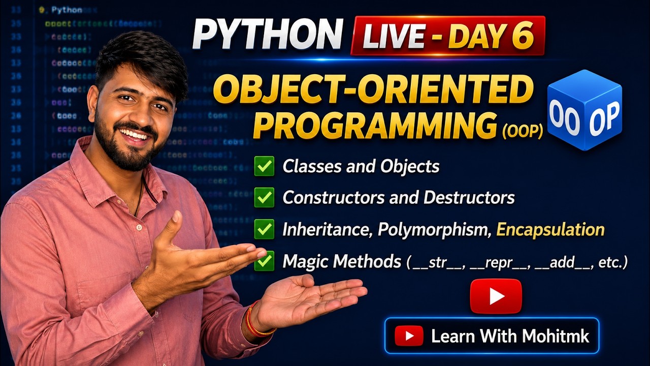 Python LIVE Day 6 🔴 | Object-Oriented Programming (OOP) in Python | Classes, Inheritance, Polymorph