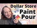 DOLLAR STORE PAINT POUR - Tree Ring Paint Pour Using Dollar Store Supplies - Acrylic Pour Tacky Glue