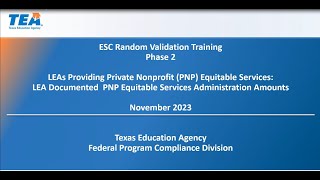 2023-24 Random Validations PNP Equitable Services - Documented PNP Equitable Services Administration