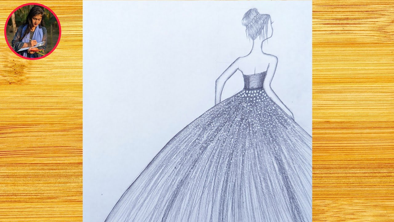How to Draw Easy Girl with Beautiful Dress || Drawing tutorial || How ...