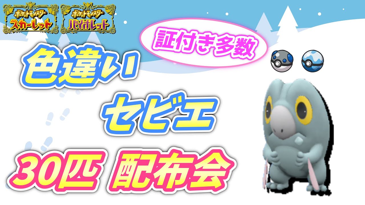 証付き多数！色違いセビエ30匹 配布会！【ポケモンSV】 - YouTube