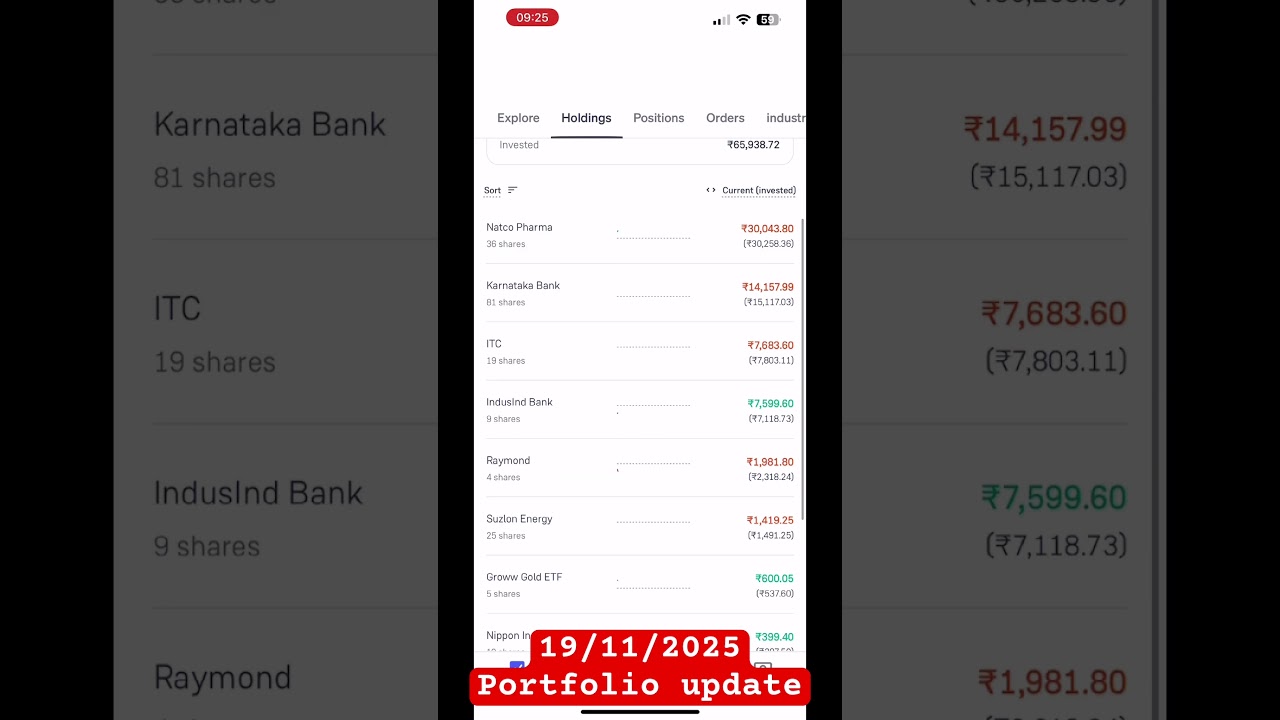 Daily Groww portfolio update 19/11/2025