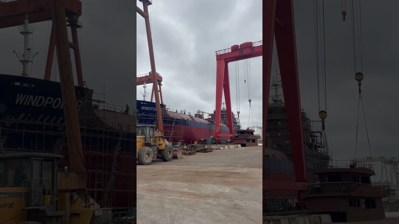 Chemical tanker new building waiting for launch 