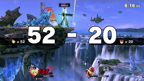 Smash Ultimate - Cloud vs Level 9 CPU Bowser 52 Stock Battle - No Deaths