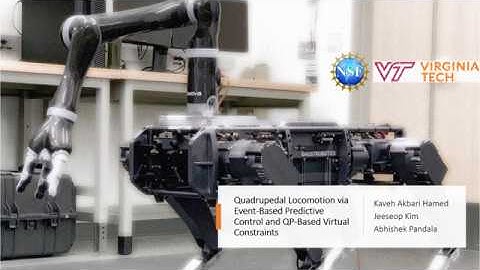 Quadrupedal Locomotion via Event-Based Predictive Control and QP-Based Virtual Constraints (Full)