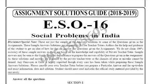 ESO-16 Solved Assignment 2018-19 / Social problems in india