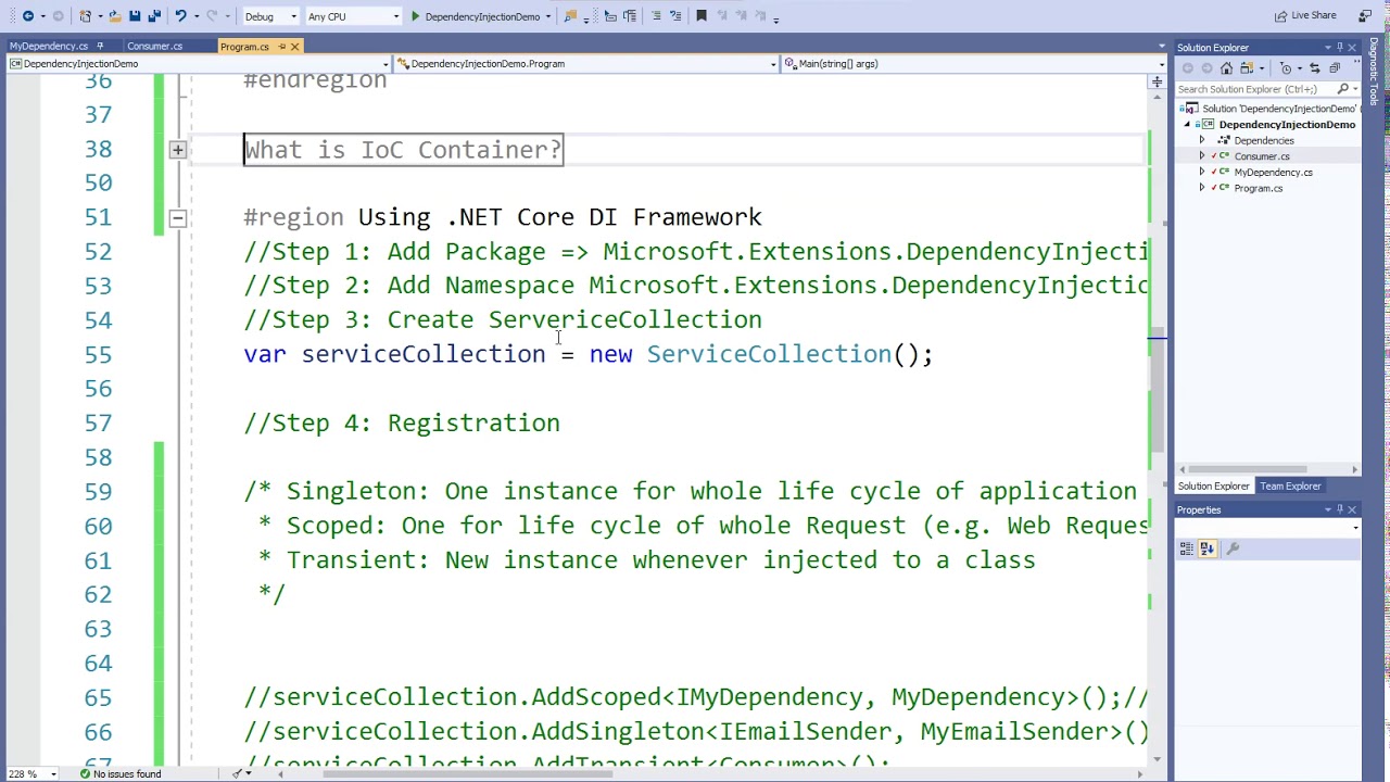 .NET Core - Dependency Injection Builtin Framework - Urdu/Hindi