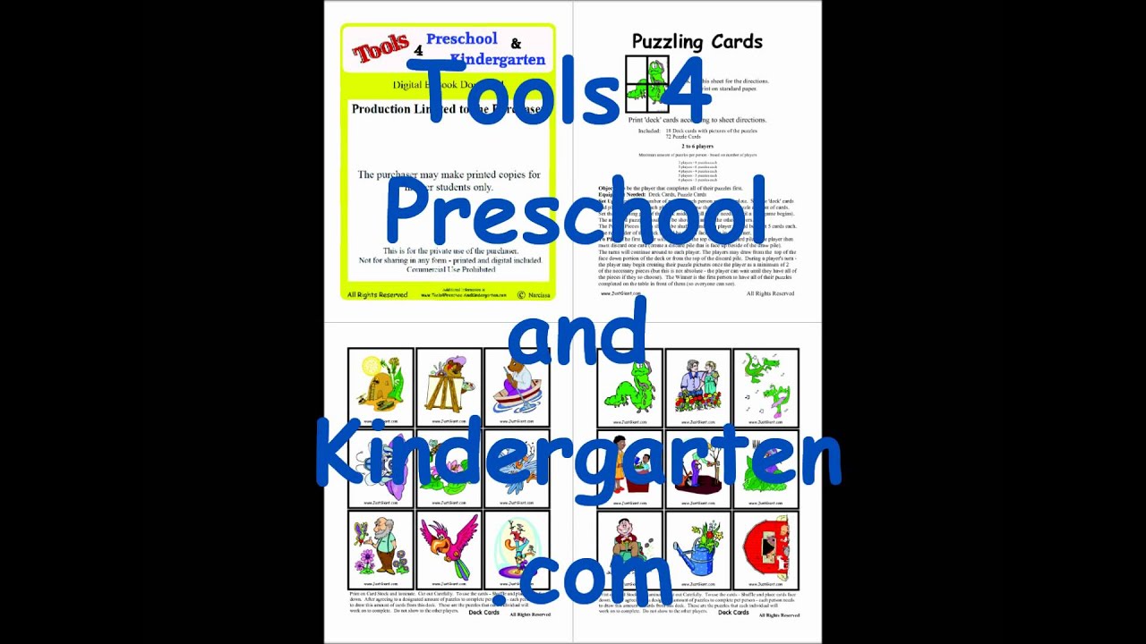 Preschool resource for the daycare, center, school and more - Puzzling Cards   Game