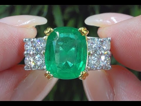 GIA 5.86ct  VS Clarity Top Gem Green Color Emerald & Diamond Ring "Solid Platinum & 18K" C993