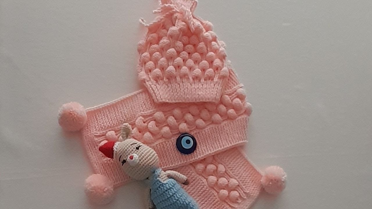 Ahududu Modeli Bebek Bere Ve Atkı                                             #knitting #baby #örgü 