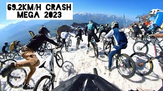 69.2km/h CRASH! Megavalanche 2023  soft snow and Mega carnage  one of the world’s craziest races!