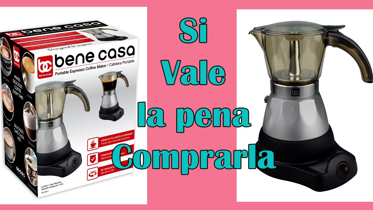 Bene Casa Red Portable Electric Espresso Maker 3 or 6 Cups/Cafetera Roja  Portable Electrica Espresso de 3 o 6 Tasas