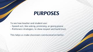 Presentation Report of Analysis Observation Speech Act and Politeness in Classroom Interaction