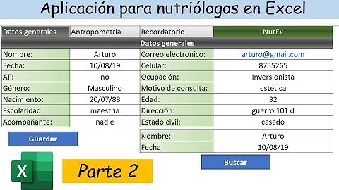 Crea tu app de nutrición en Excel: Segunda parte