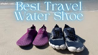 The best water shoe for travel is the Seekway Water Shoe - Packs small for cruise or beach trip