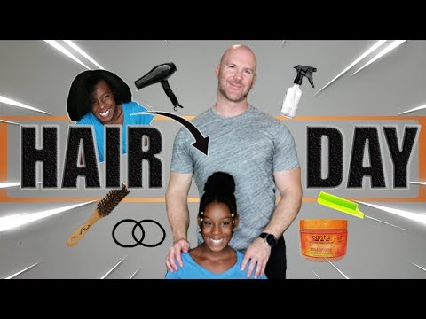 Hair Day | (Step)Dad does Quick Style in Black Daughter's 4C Hair