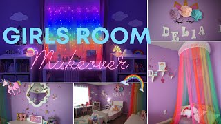 🦄Unicorn Girls Room Makeover🌈 | Clean, Organize & Decorate With Me | 5 Y/O Girls Room Decor Ideas